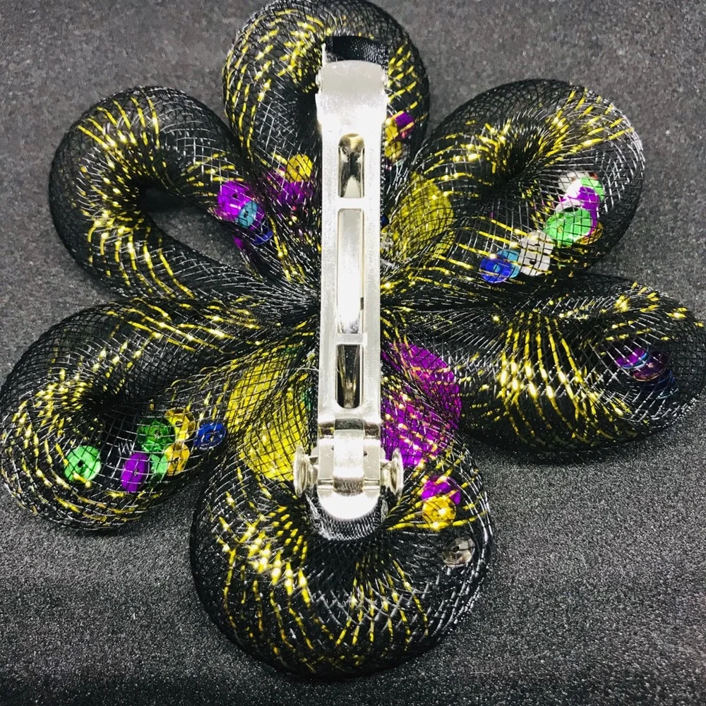 Rare 80s 90s Vintage Metallic Rainbow Bow Clips - 2 pack Funky Kidcore